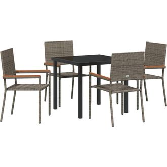 vidaXL Conjunto De Comedor De Jard&iacute;n 5 Pcs Gris Polirat&aacute;n Vidaxl