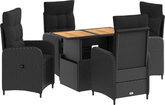 vidaXL Juego De Comedor Para Exteriores 5 Uds. Negro Vidaxl