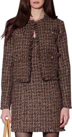 Walter Baker Tucker Tweed Jacket in Chocolate Tweed at Nordstrom Rack, Size X-Large