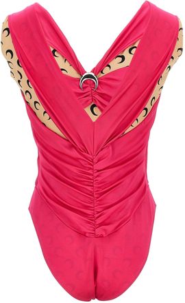 Marine Serre Logo-Print Patchwork Bodysuit - Pink