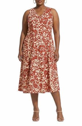 London Times Sleeveless Godet A-Line Dress in Cream/Picante at Nordstrom Rack, Size 2 X
