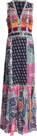Diane Von F&uuml;rstenberg Diane Von Furstenberg Patchwork Accent Maxi Dress in Multicolor Silk
