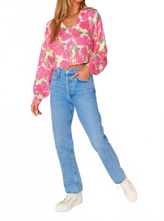 Show me your Mumu Clemmie V-Neck Cardigan In Pink Floral Soiree