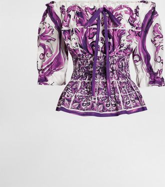 Dolce & Gabbana Majolica-print Poplin Top - Woman Shirts And Tops Multicolor 38