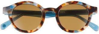 Eyebobs TV Party 44mm Polarized Round Sunglasses in Iceberg Blue /Brown /Brown at Nordstrom