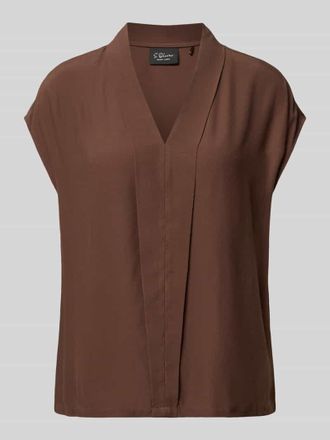 s.Oliver Black Label Regular Fit Kurzarmbluse aus reiner Viskose in Dunkelbraun, Gr&ouml;&szlig;e 34