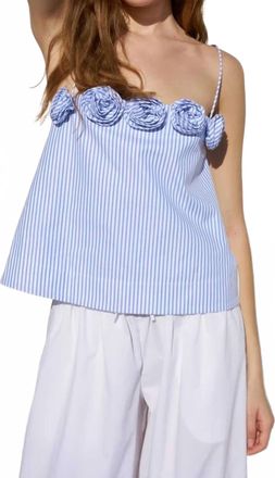 Caroline Constas Vera Top In Blue White Stripe
