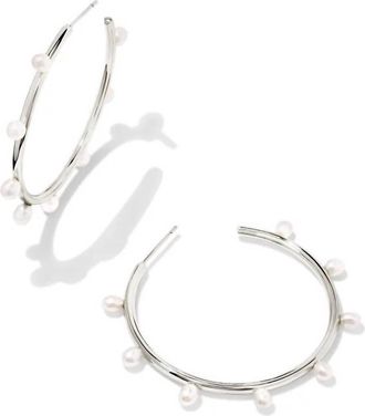 Kendra Scott Womens Leighton Hoop Earrings In Rhodium Silver