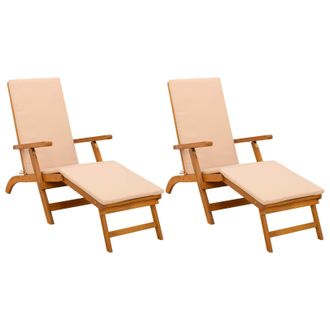 vidaXL Recliner Y Tumbona Plegable 2 Pcs 55 X 146 X 91 Cm Vidaxl