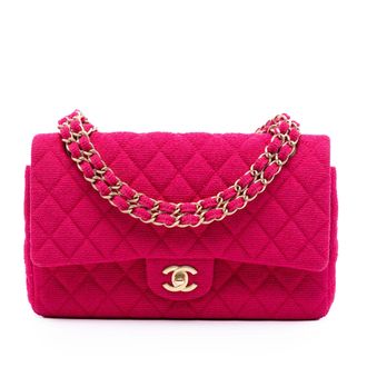Chanel Pink Medium Classic Jersey Double Flap