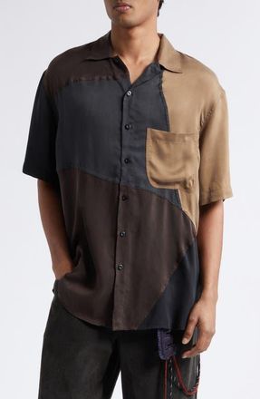 Song for the Mute Oversize Colorblock Short Sleeve Button-Up Shirt in Multi at Nordstrom, Size 40 Us