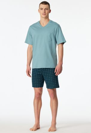 Schiesser Shorty SCHIESSER Comfort Essentials, Damen, Gr. 48, 708, gr&uuml;n, Single Jersey, Obermaterial: 100% Baumwolle, Basic kurz, V-Ausschnitt, Homewear-Sets Sh