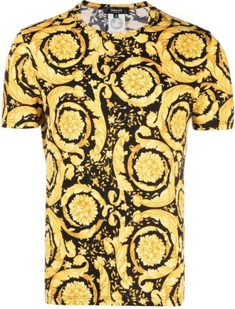 Versace baroque-print crew neck T-shirt - men - Cotton/Elastane - 4 - Black