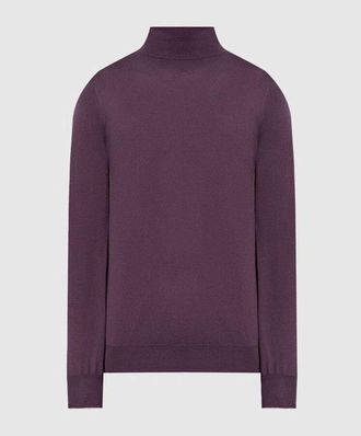 Brunello Cucinelli Plum Turtleneck Knit Sweater, Brand Size 48 (US Size 38)
