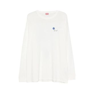 Kenzo Long Sleeve Tops, male, White, Size: XL Floral Crew Neck Sweater