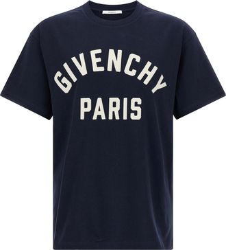 Givenchy Logo T Shirt Blu-Uomo