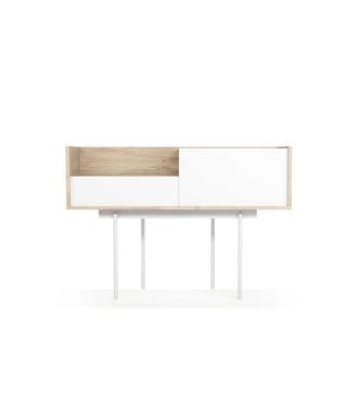 HERDASA Herdasa - Recibidor Modelo 673 Acabado Roble/blanco, 84cm(alto) 122cm(ancho) 42cm(prof.)