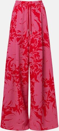 Dries Van Noten Floral pleated cotton jersey sweatpants