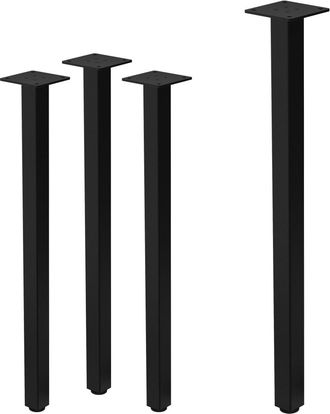 ML Design Set 4x patas de mesa 72 cm regulables de acero 4x4 cm negro brillante