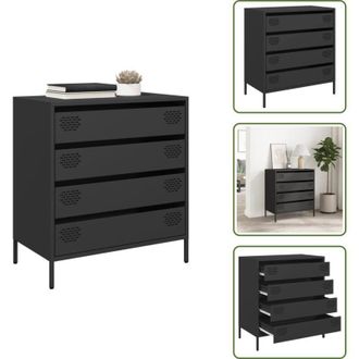 vidaXL Credenza per soggiorno - vidaXL Credenza Nera 68x39x73,5 cm in Acciaio Laminato a Freddo - Credenza per camera da letto