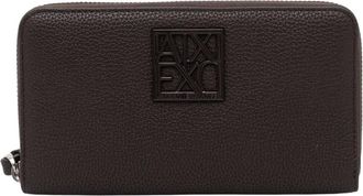 A|X Armani Exchange Portafoglio Zip-Around Texturizzato con Laccio da Polso e Logo - - Accessories - Donna - Marrone - ONE SIZE