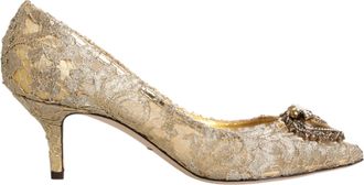 Dolce & Gabbana Gold Taormina Lace DEVOTION Pumps Womens Shoes