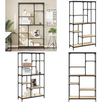 vidaXL Libreria Rovere Sonoma 99x35,5x176 cm Legno Multistrato Acciaio - Scaffale in acciaio - Libreria industriale