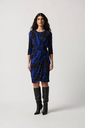 Joseph Ribkoff Knee Length Sheath Dress In Black/royal Sapphire