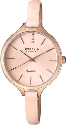 Johan Eric Denmark Herlev Slim Rose Gold-tone Case Pink Leather Diamond Accents Ladies Watch JE2100-09-001.9