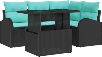 vidaXL Conjunto De Sof&aacute; De Jard&iacute;n 5 Uds. 4-n&uacute;mero De Plazas Negro Vidaxl