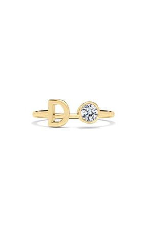 HauteCarat Lab Grown Diamond Letter Ring in 18K Yellow Gold - D at Nordstrom, Size 4.5