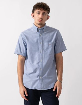GANT Mens GANT Mens Regular Fit Short Sleeve Oxford Shirt - 436 College Blue - Size: 38/Regular
