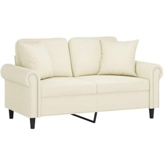 vidaXL Sof&aacute; De 2 Plazas Con Cojines Terciopelo Color Crema 120 Cm Vidaxl