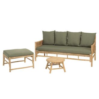 Macabane Conjunto n.&ordm; 1: sof&aacute; de 3 plazas, 1 puf y 1 mesa baja de bamb&uacute;