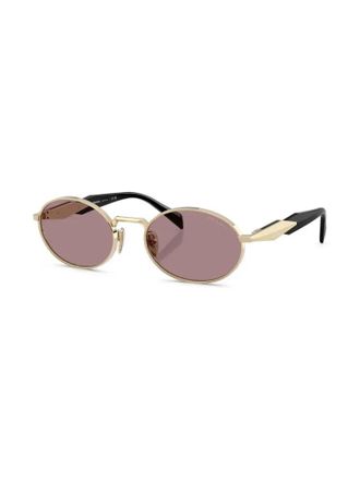 Prada SPR65ZZVN20I Oval Metal Frame Sunglasses - Gold
