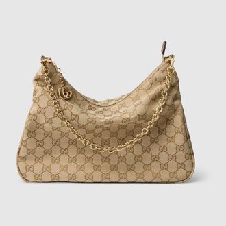 Gucci Lady Lunetta Chain Medium Shoulder Bag, Beige, GG Canvas