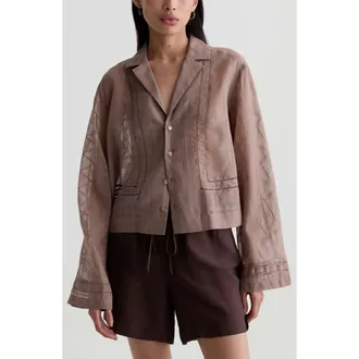 AG - Adriano Goldschmied Ellah Woven Shirt in Cork at Nordstrom, Size X-Large