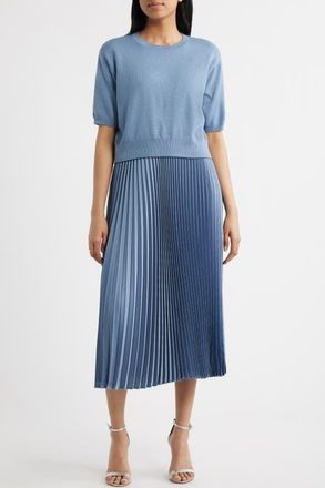 CeCe by Cynthia Steffe Sweater & Pleated Skirt Two-Piece Set in Shadow at Nordstrom, Size X-Large