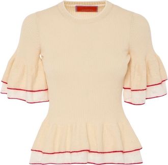 La DoubleJ Womens Peplum Top In Light Beige