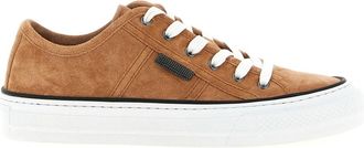 Brunello Cucinelli Shiny Tab Suede Sneakers - Dames - Sneakers - Bruin - 37 EU - Leer - Schoenen