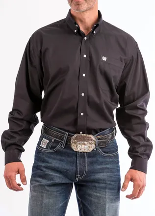 Cinch Long Sleeve Button Up Shirt Top In Black