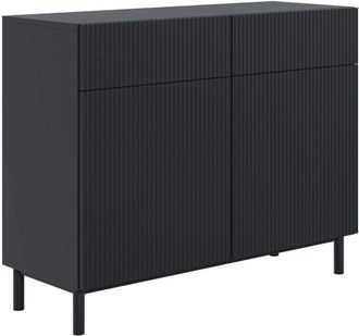 Selsey Selsey Veldio New - Aparador De 2 Puertas Con Frente Acanalado Y 2 Cajones, Negro, 100 Cm