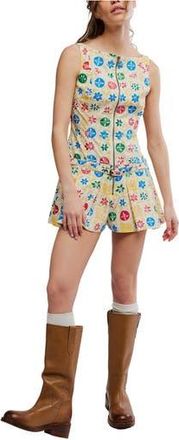 Free People Dune Dancer Belted Floral Romper in Buttercream Combo at Nordstrom Rack, Size X-Large