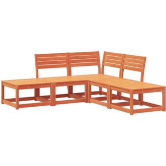 vidaXL Juego De Sof&aacute;s De Jard&iacute;n 5 Pzas Madera Maciza Pino Marr&oacute;n Cera Vidaxl