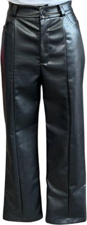 Glam Womens High-Waisted Faux Leather Pants In Black