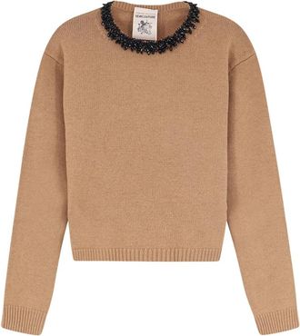 Semicouture Maglia Denny - Dames - Ronde hals truien - Bruin - S - Truien & Vesten