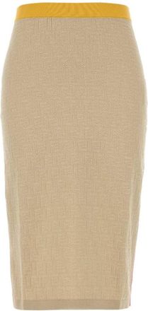 Fendi Beige Stretch Midi Skirt