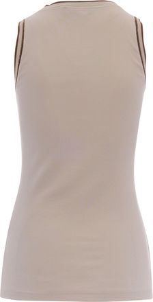 Fabiana Filippi Womens Tank Top Ribbed Jersey Cream-Taupe Cotton Vests & Tops Cream/taupe
