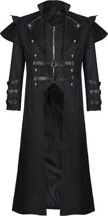 Generic Mens Jacket Medieval Costumes Steampunk Long Trench Coat Gothic Victorian Vintage Tailcoat Double Breasted Zipper Gothic Long Jacket Medieval Tailcoat
