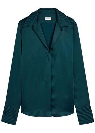 Dries Van Noten Celinta Satin Shirt - Blue - 38 (UK10 / S)